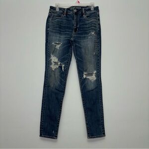 American Eagle Women's Distressed Blue skinny Jeans NWT 10R